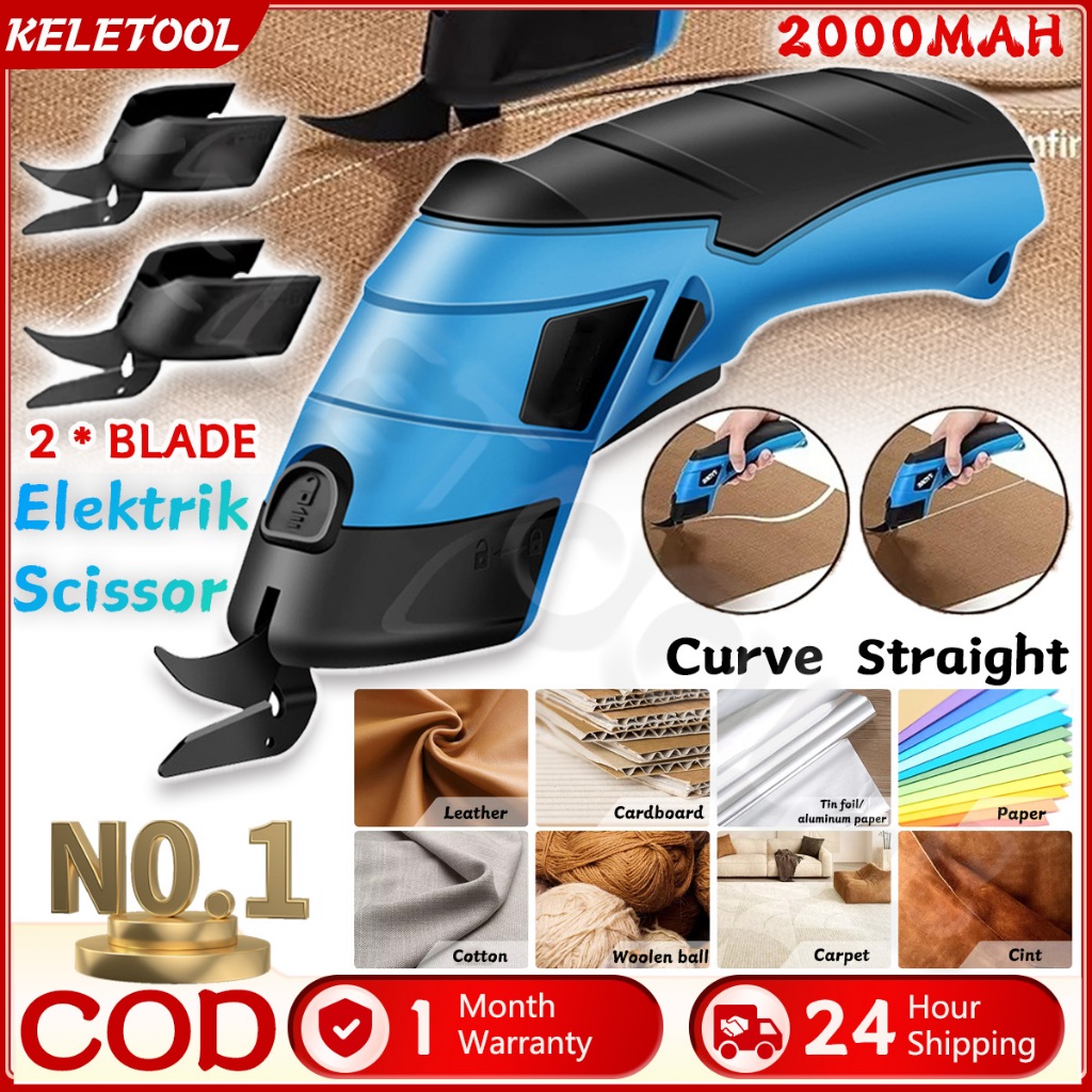 

10000RPM Elektrik Scissor Tanpa Kabel Isi Ulang Scissor Portabel Alat PemotongGunting Cutter Untuk Potong Kain Kertas Karpet PVC Karton Kulit DIY 2000MAH 2 Blades