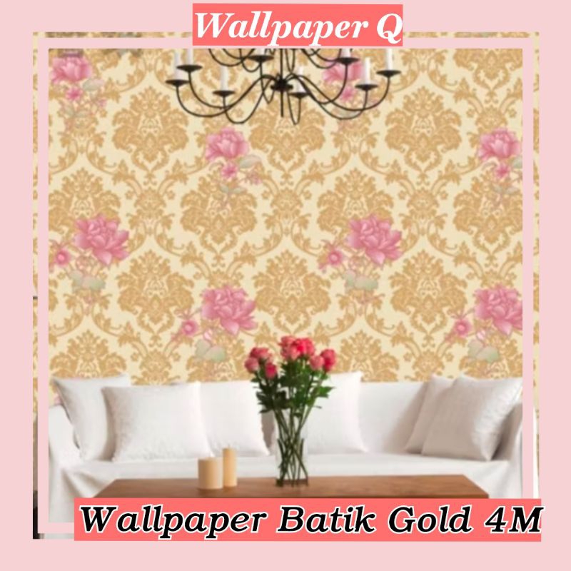 Wallpaper Batik Gold Wallpaper Stiker Hiasan Dinding Meja Lemari Kaca Wallpaper Riang Tamu Kerja Kam