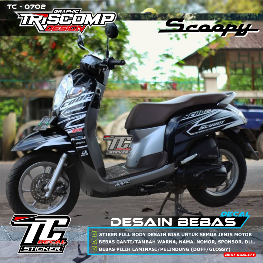 Sticker custom Decal Motor Honda Scoopy Fi 2017 2018 2019 Fullbody Decsain keren custom bisa request