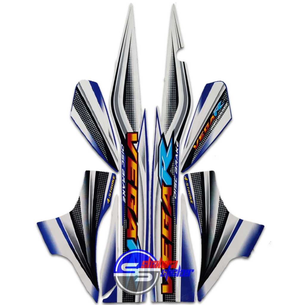 STRIPING MOTOR VEGA R LAMA 2005 PUTIH BIRU STANDAR FULLSET