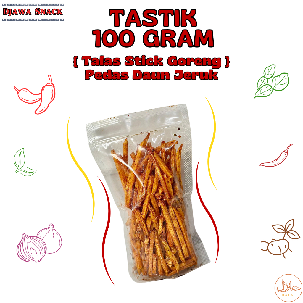

100GRAM TASTIK [TALAS STICK GORENG RASA PEDAS DAUN JERUK DAN ORIGINAL]