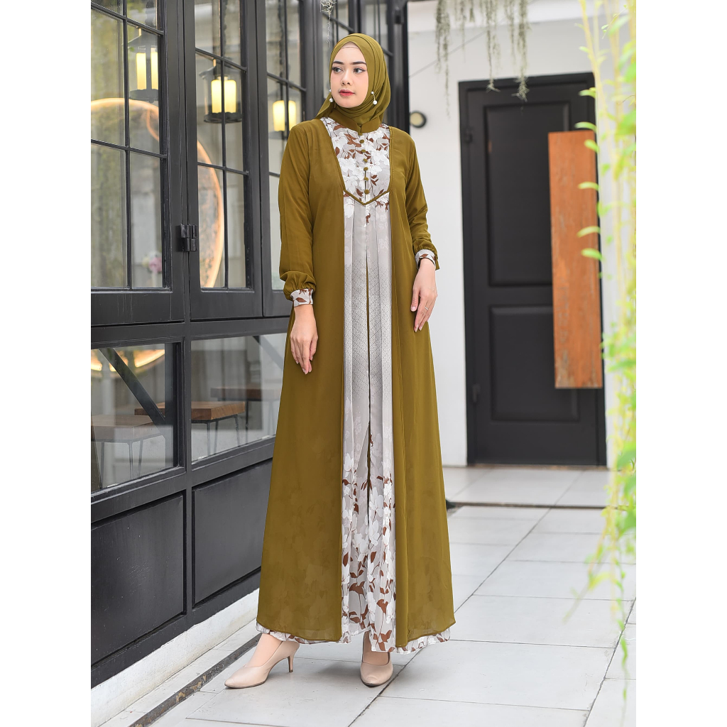 Gamis Set Hijab Nasya Indonesia Baju Gamis One Set baju syar'i satu set hijab full ceruty babydoll p