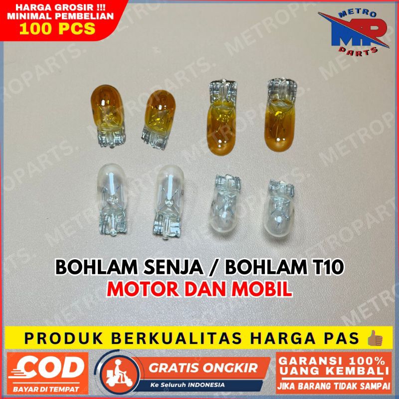 LAMPU BOHLAM SENJA T10 / BOHLAM SEIN T10 KUNING AMBER