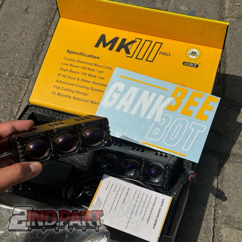 Beebot Mk3 Pro, Mini Laser 3lensa, Hi-Low 75W/pcs, Flat Cut Off, Garansi 1th MINILASER BEEBOT MK3