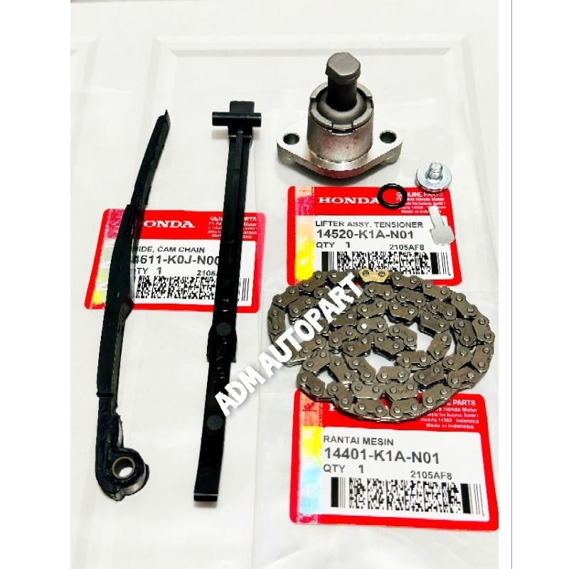 Paket tensioner stelan keteng 3Aitem K1A+Rantai keteng K1A+Karet tensioner KOJ Genio Beat New LED 20