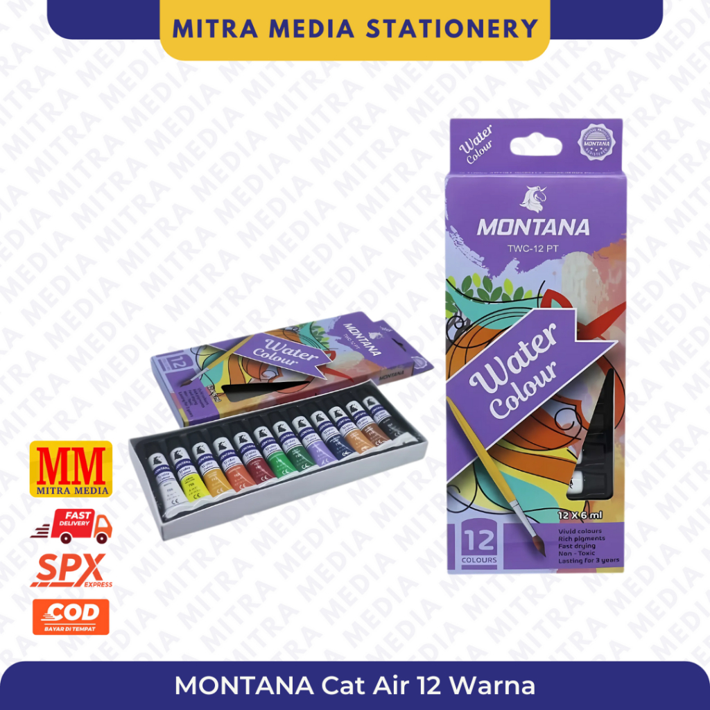 

Montana Cat Air Water Colour TWC-12 PT / 12 Warna / Cat Lukis SET