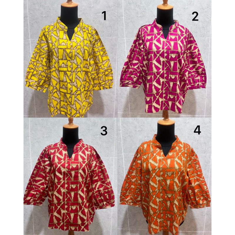 BLOUSE BATIK LINEN BKK / baju santai / atasan wanita batik BKK