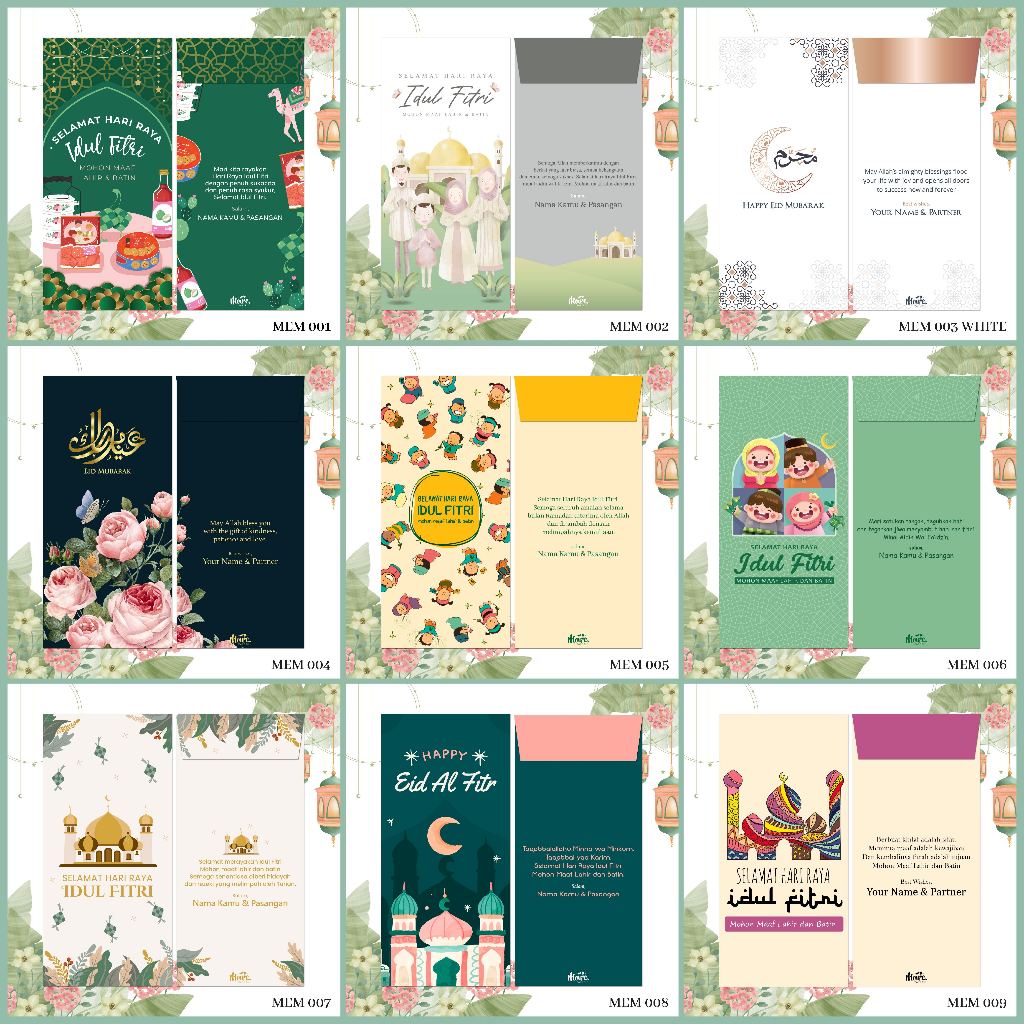 

Custom Angpao Lebaran | Mubarak Angpao | Amplop Idul Fitri | THR (MOIRE MEM Collection 1)