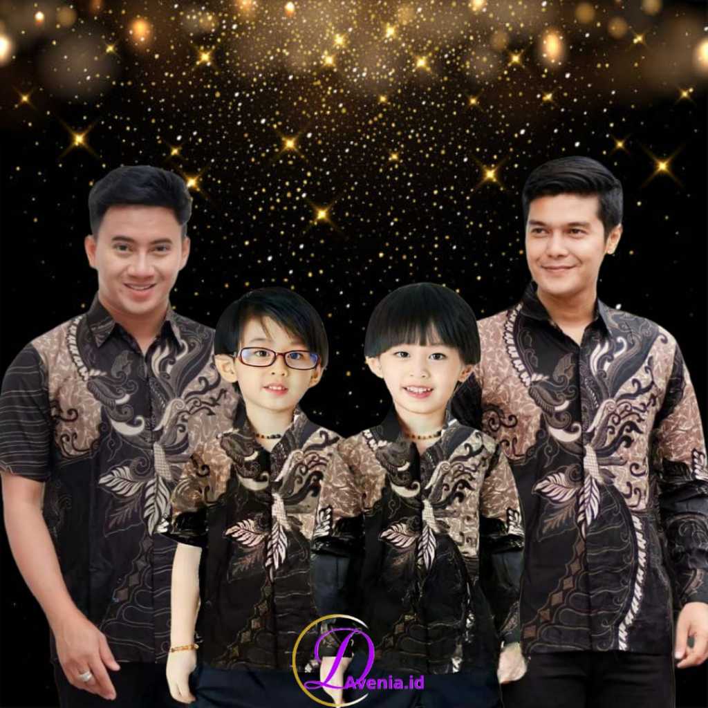 KEMEJA BATIK AYAH DAN BATIK ANAK WARNA HITAM KEMEJA BATIK DEWASA