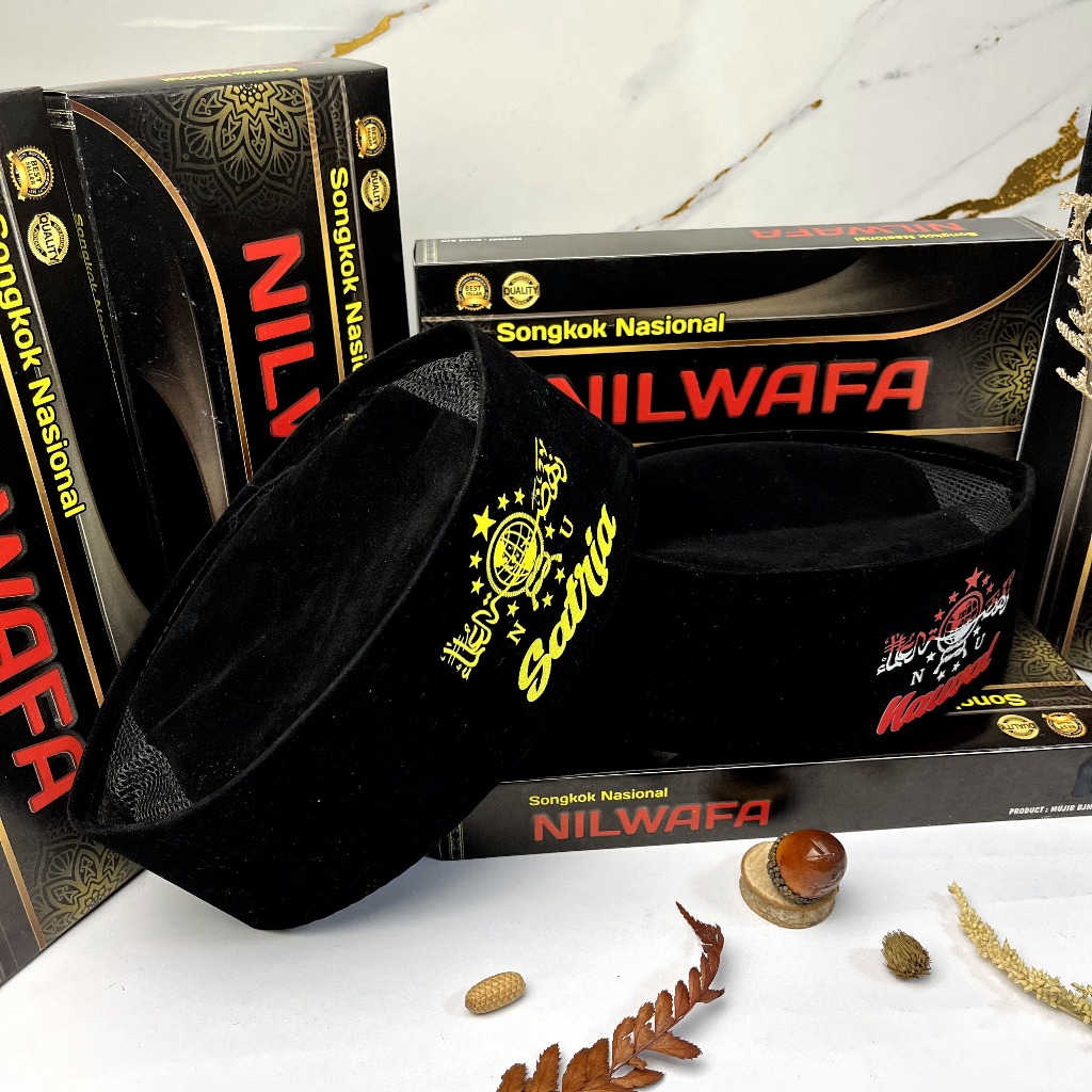 HOT PRODUCT NEW DEALS PECI NU NAMA - Peci Songkok Kopiah Hitam Motif Logo NU Peci Hitam NU Gratis