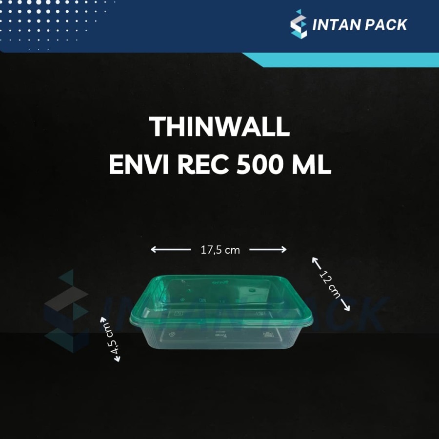 Thinwall PERSEGI PANJANG RECTANGLE WARNA 500ml ENVI Rec ( 25 pcs )