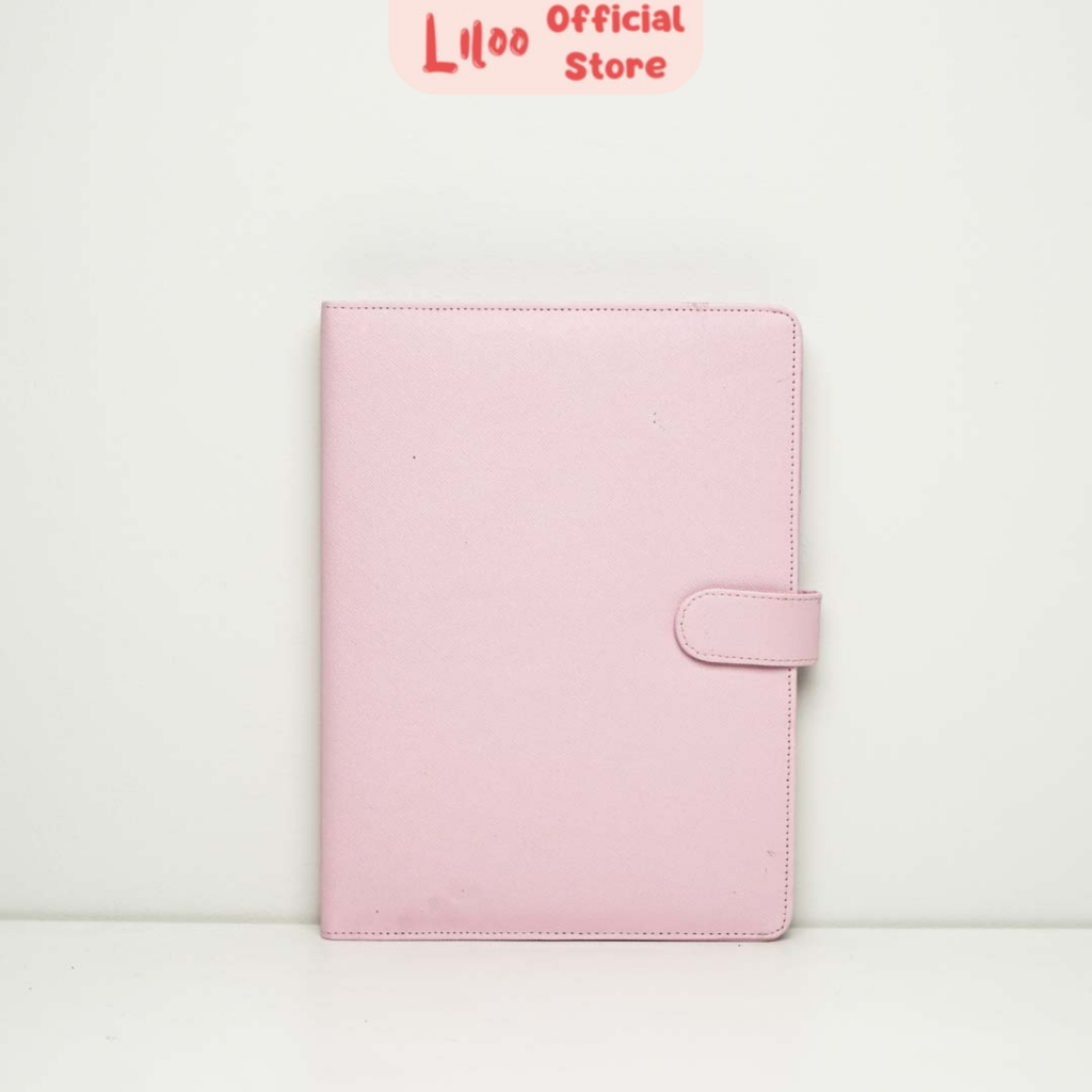 

Binder Kulit PU Leather Ukuran A5 20 Ring Agenda Polos Eksklusif Termurah Warna Pink Muda