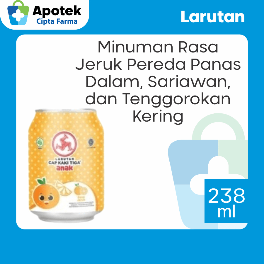 

Larutan Cap Kaki Tiga Anak Larutan Anak Cap Kaki Tiga Rasa Jeruk Sukrosa Fruktosa Air Perisa Asam Sitrat Minuman Kaleng untuk Panas Dalam Sariawan dan Sakit Tenggorokan