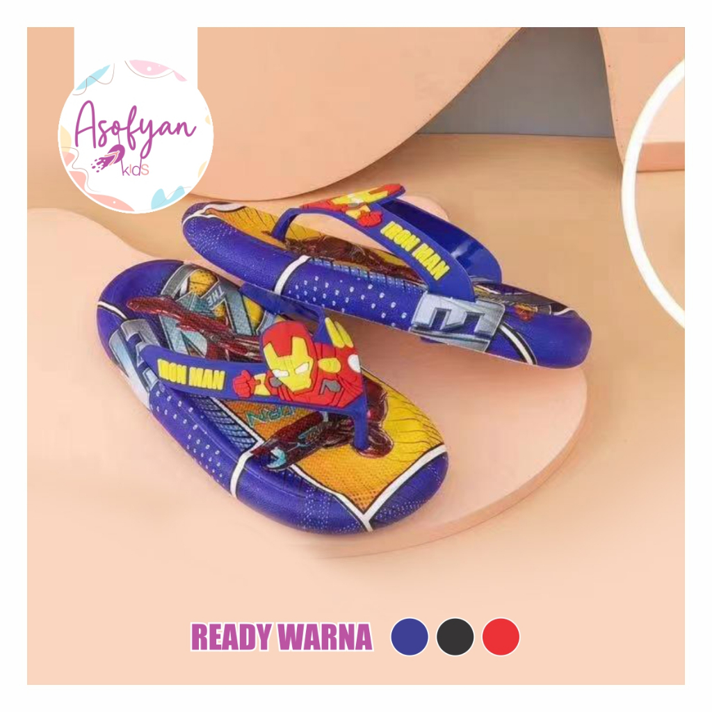 SENDAL ANAK LAKI-LAKI KARAKTER IRONMAN IMPORT JELLY PVC - Asofyan Kids