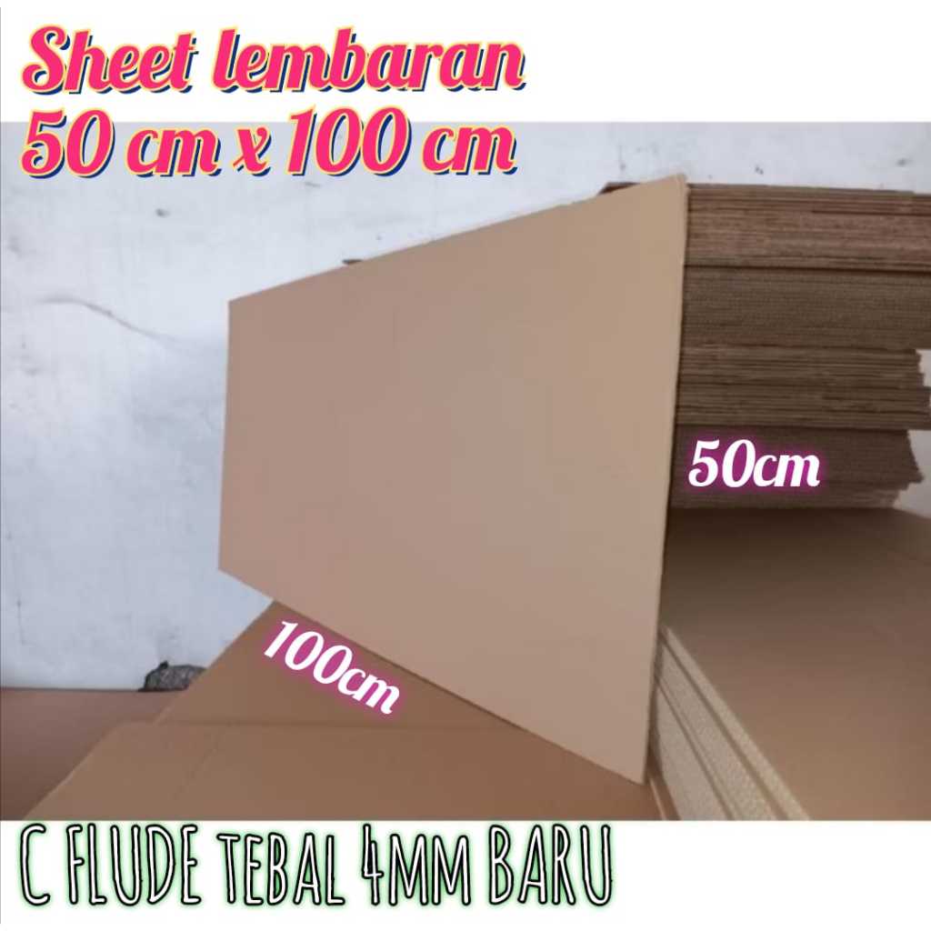 

KARDUS SHEET LEMBARAN 50 X 100 CM TEBAL 4MM C-FLUDE 50X100 CM / 100X50 CM