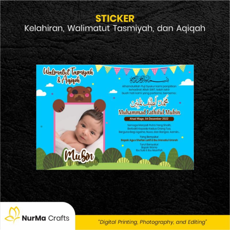 

Stiker Bayi (Walimatut Tasmiyah dan Aqiqah) - Kertas Sticker Bontak / Kertas Art Cartoon
