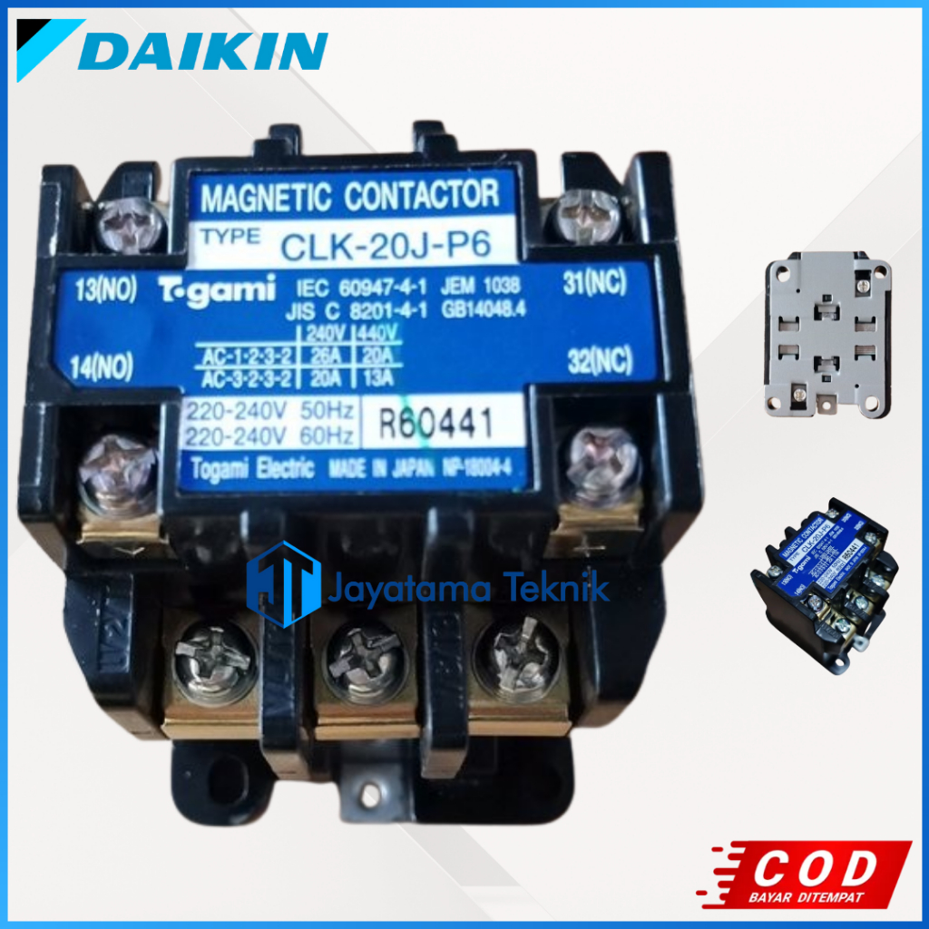 MAGNETIC CONTACTOR CLK-20J-P6 AC DAIKIN original
