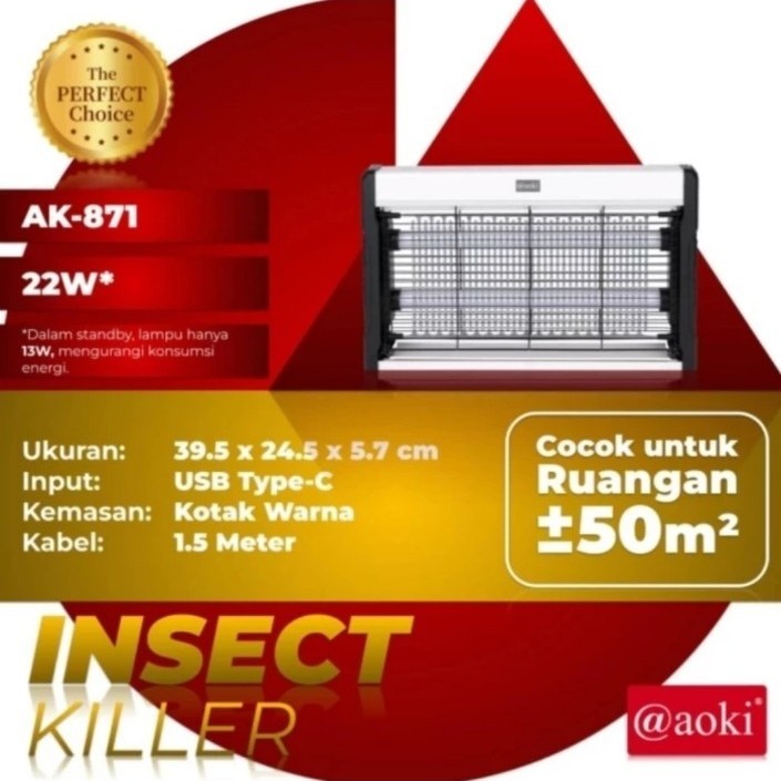 AOKI Insect Killer Perangkap Nyamuk Lalat Lampu UV 22 Watt AK 871