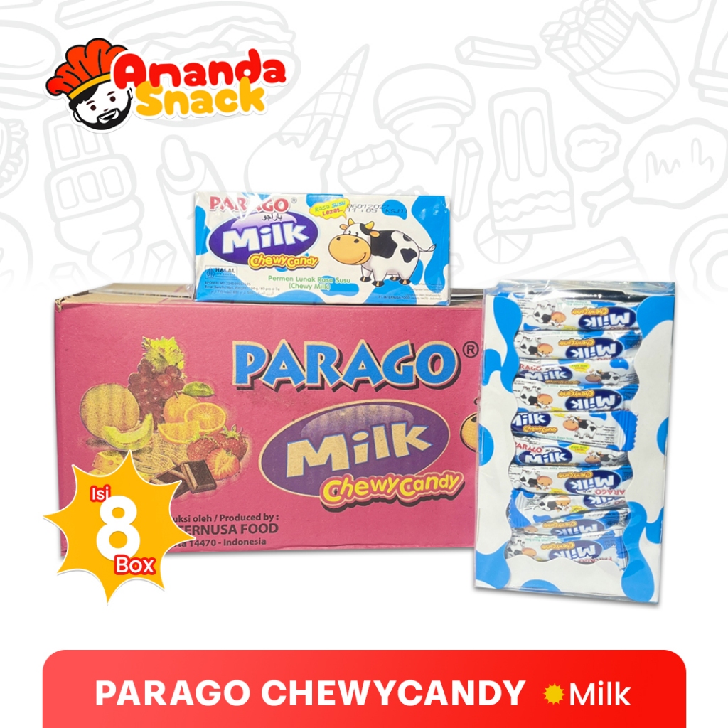 

(1 DUS) Parago Milk Chewy Candy - Permen Lunak Rasa Susu Isi 8 Box