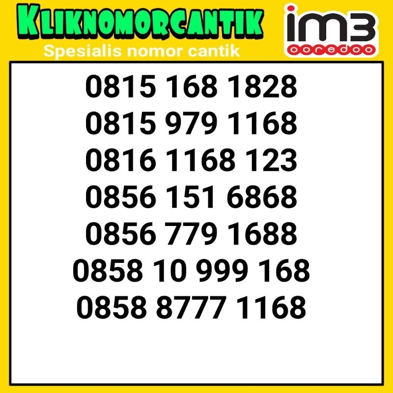 nomor cantik Indosat IM3 168 kartu perdana Indosat 4G&5G A2