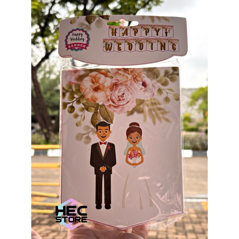 BANNER HAPPY WEDDING | BUNTING FLAG WEDDING DECORATION | BANNER DECORATION WEDDING ANNIVERSARY