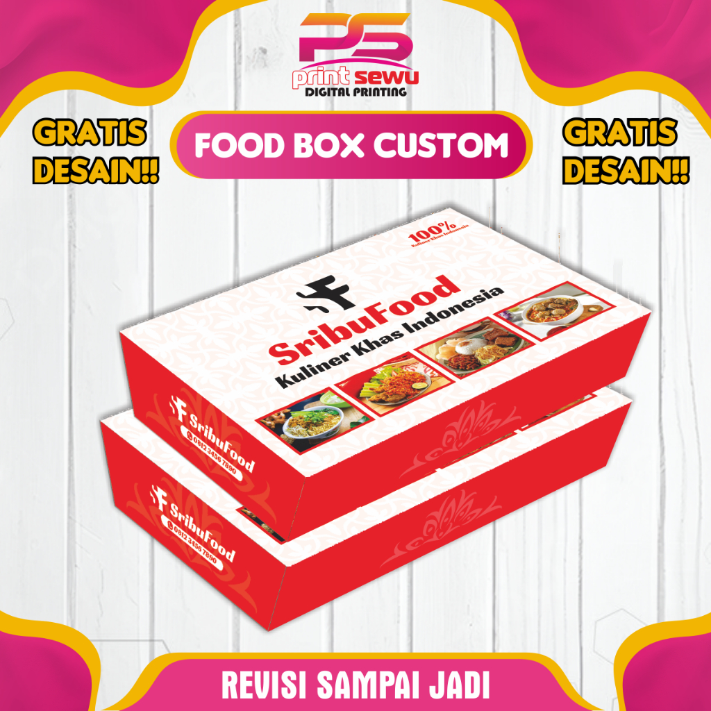 Lunch Box | Lunch Box Kraft | Paper Lunch Box | CUSTOM PRINT Paper Lunch Box | BISA REQUEST UKURAN, 