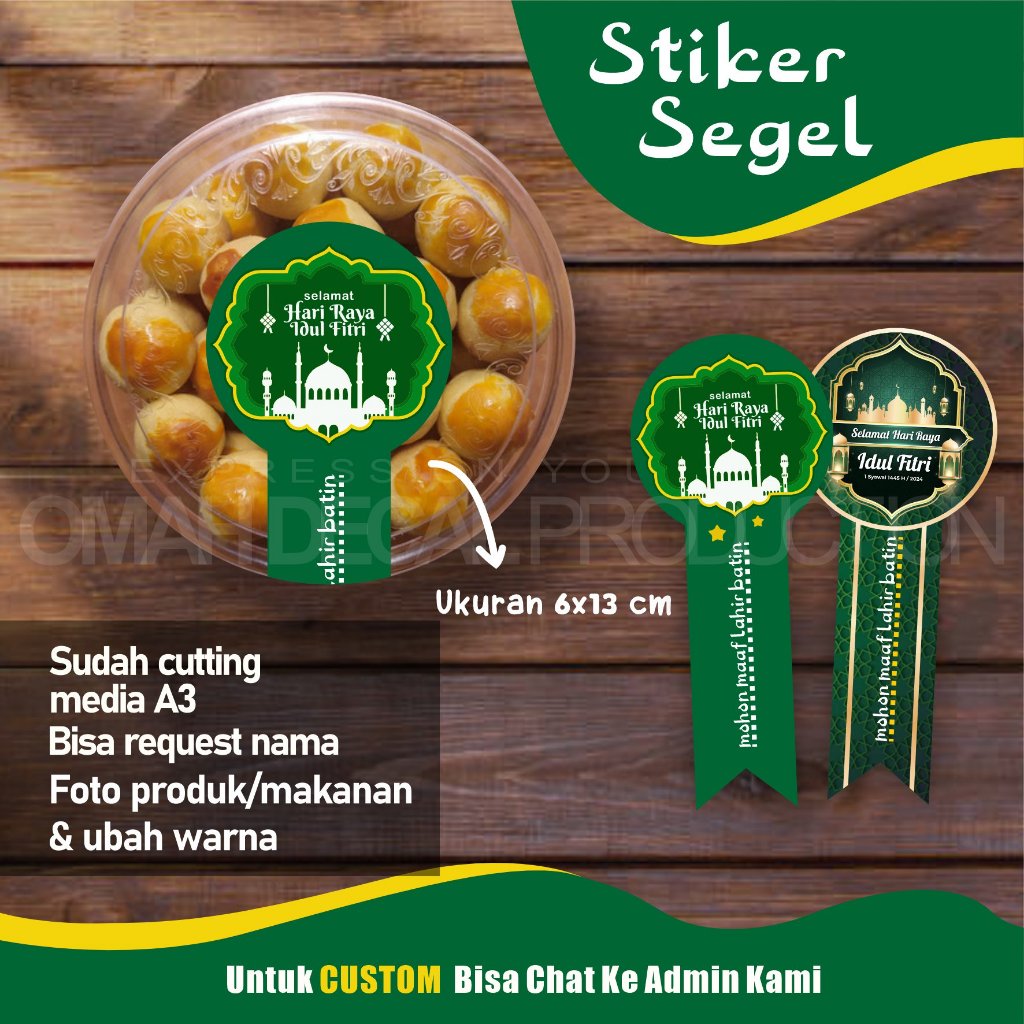 

Stiker Lebaran Idul Fitri Hampers Makanan Cetak Stiker Segel Label Kemasan Cutting Chromo