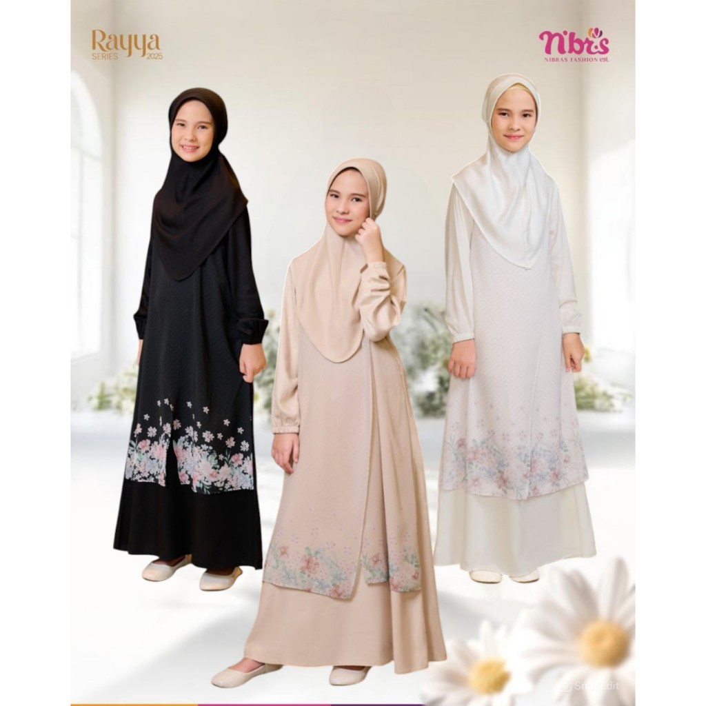 SETELAN GAMIS ANAK UMBRA BROKEN WHITE CREAM BEIGE BLACK NIBRAS FASHION BAJU BUSANA MUSLIM PEREMPUAN 
