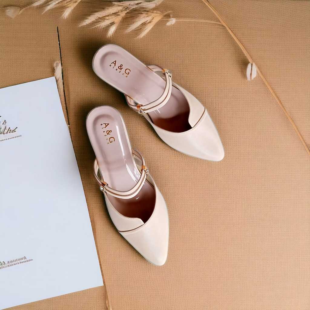 Bintang Khaki Sepatu Sandal Wanita Heels Hak Tahu 3cm Kelsey AG-08 Sepatu Pesta Undangan