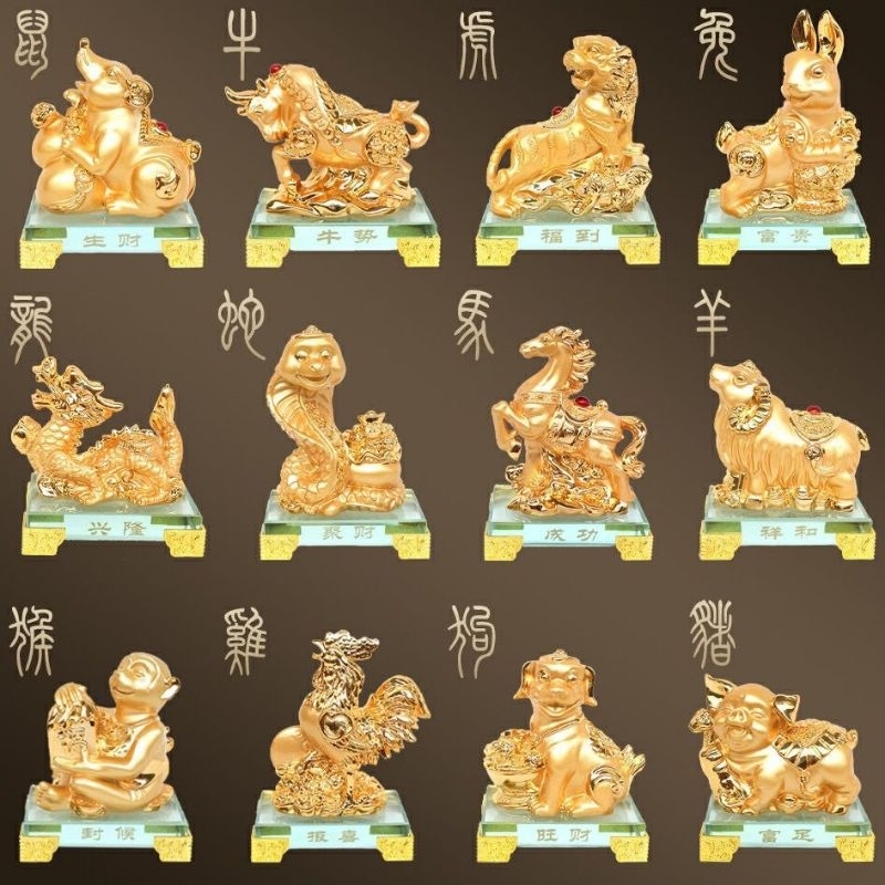 PATUNG SHIO PAJANGAN 12 SHIO PAJANGAN 12 ZODIAK PAJANGAN IMLEK FENGSHUI MINIATURE SHIO DEKORASI RUMA