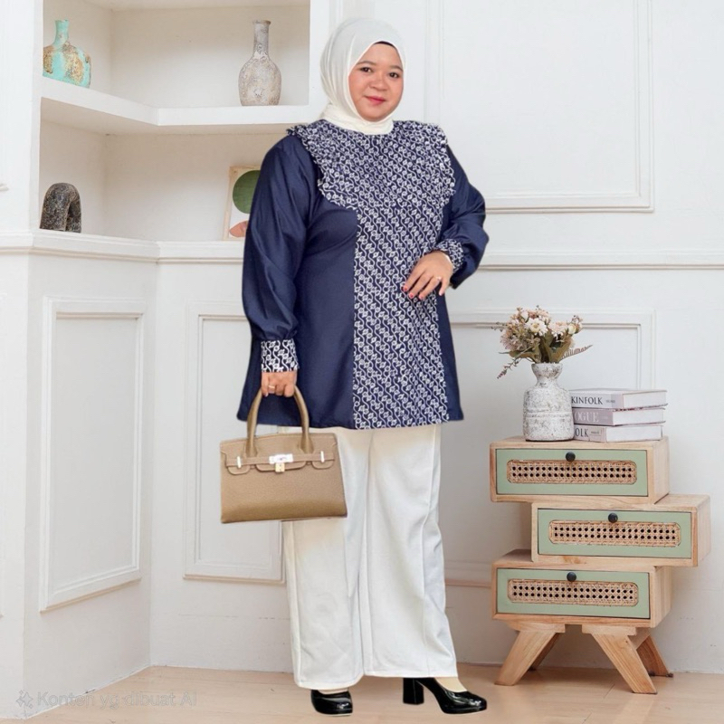 ATASAN BATIK JUMBO WANITA KERJA UKURAN LD 120 130 140 150 CM BAHAN KATUN Baju Muslim