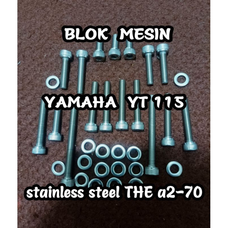 baut blok bak mesin set yt 115 stainless