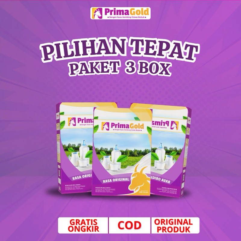 

SUSU PRIMAGOLD 3 Box Susu Kambing Etawa 200g