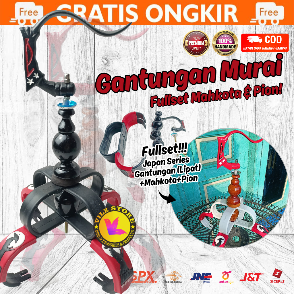 Mahkota Cakram Fullset Plus Pion dan Gantungan Lipat Sangkar Kurungan Burung Murai Japan Series