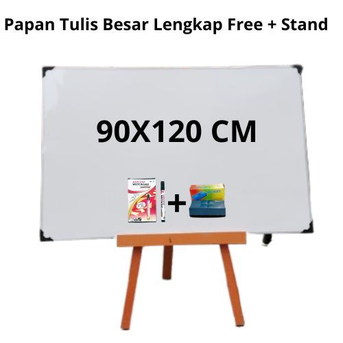 

Papan Tulis Besar 90x120cm + Stand 90 Cm / Penyangga Free Spidol Penghapus