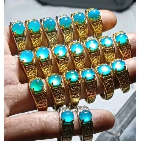 Batu Cincin Akik Bacan Doko Kristal Giwang Size Kantoran Ring Titanium