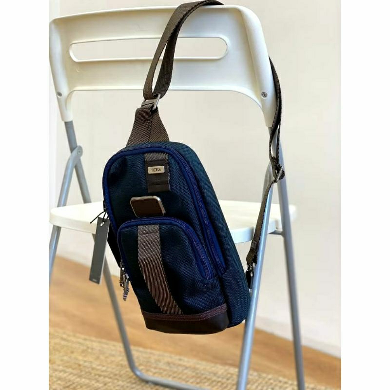 Tas  Tumi Selempang Fife Biru Blue Free Embos Slempang Bahu Crossbody Slingbag Sling Bag Pria Man Co