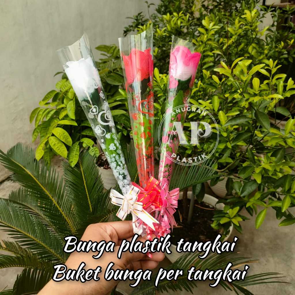 Bunga Mawar Plastik / Bunga mawar palsu PER TANGKAI / satuan