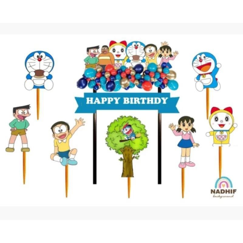 Topper Doraemon, Topper cake, hiasan kue ulang tahun Topper karakter Doraemon