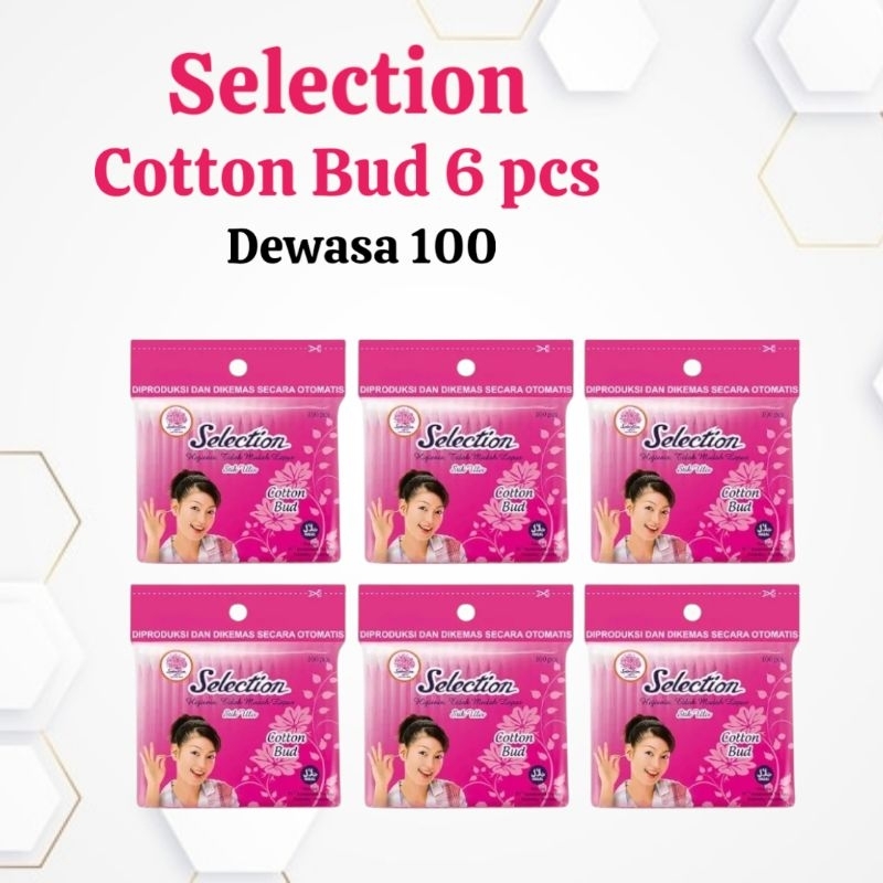 ( 6 PCS ) COTTON BUD SELECTION 100 | COTTON BUD DEWASA | COTTON BUD MURAH | COTTON BUD LEMBUT