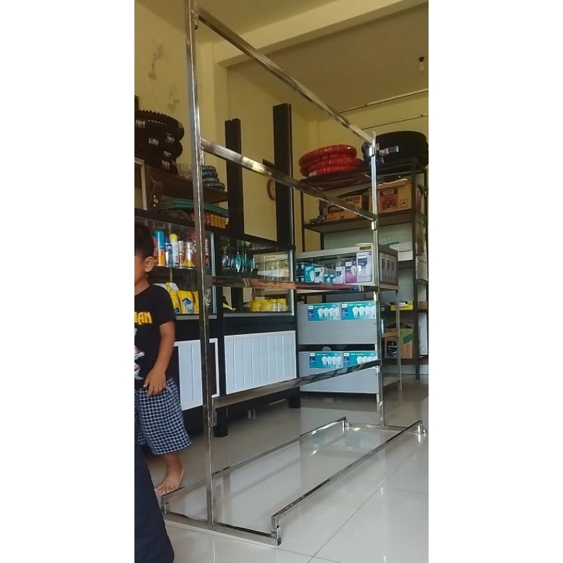 gawang gantungan jilbab celana pendek sandal celana dalam tingkat 4 stainless asli