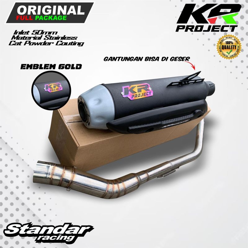 KNALPOT STANDAR RACING FULL ADEM KR PROJECT INLET 50MM STAINLESS CAT POWDER COTING UNTUK VIXION CBR 