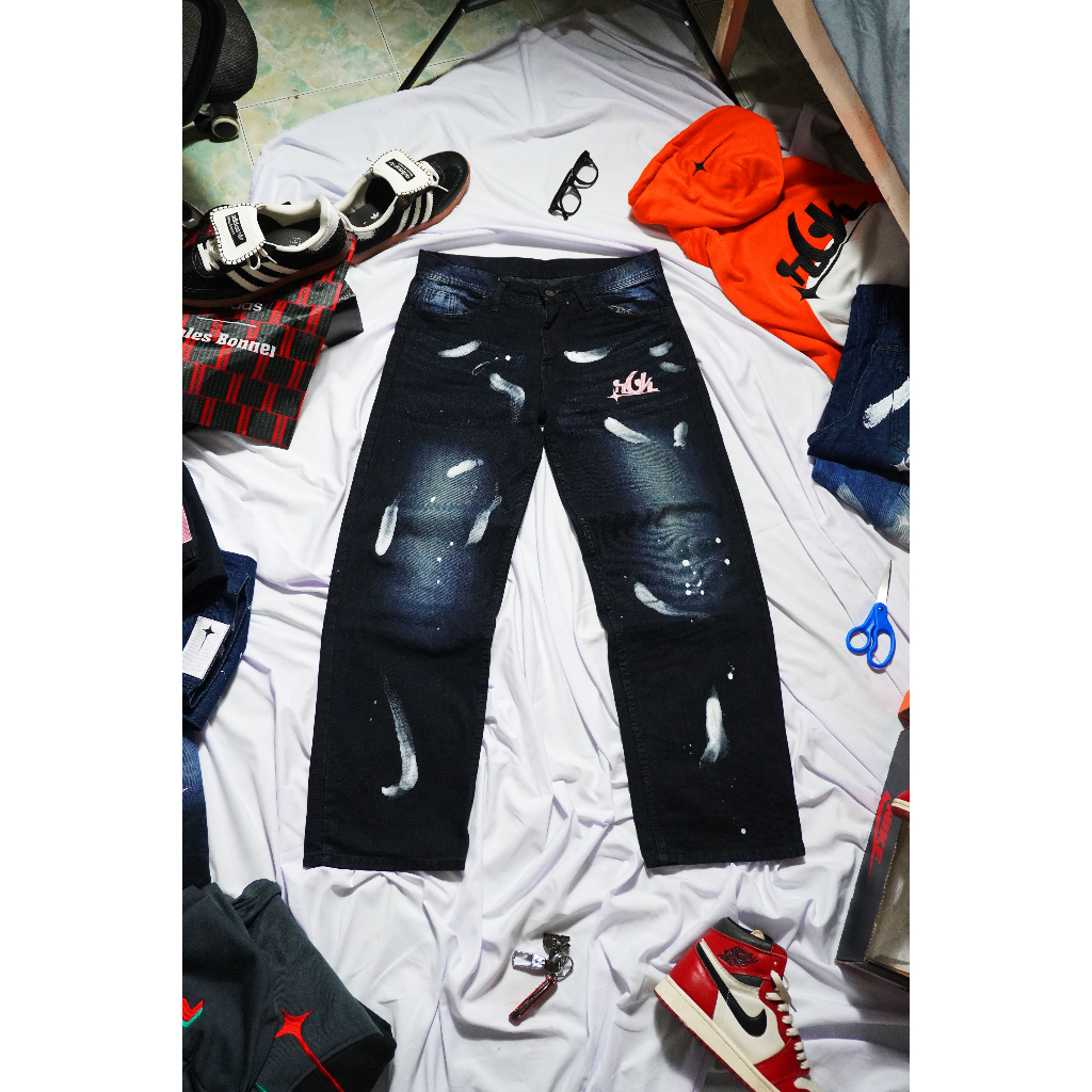 R6K - PAINTING BAGGY JEANS MIDNIGHT PINK