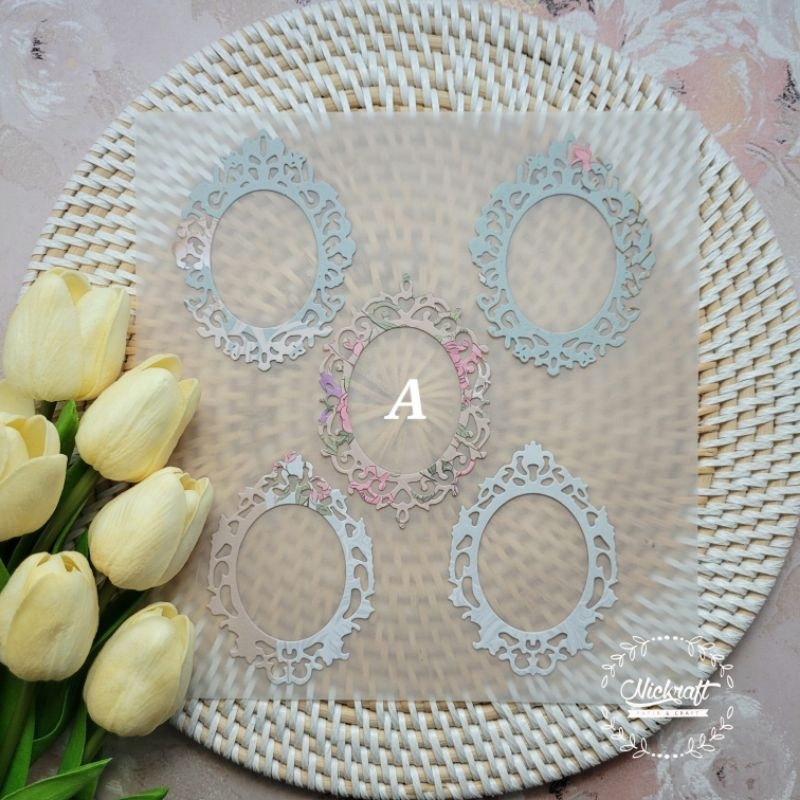 

5 pcs Frame Oval untuk Scrapbook Journaling