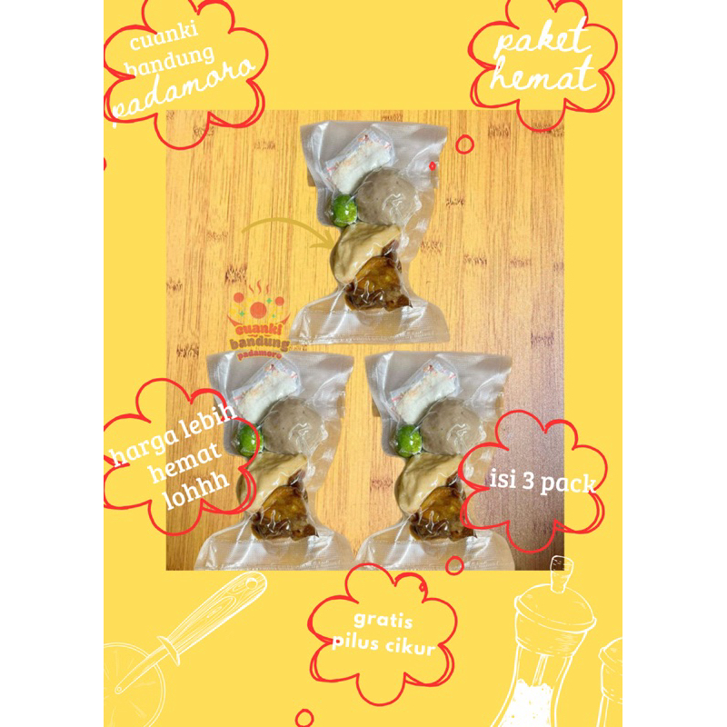 

paket hemat isi 3 baso cuanki hegar instan bandung
