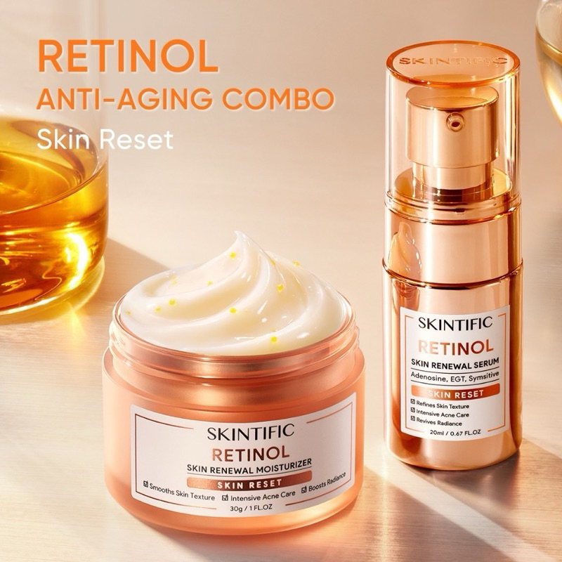 skintific bundle 2in1 retinol moisturizer and serum retinol skin renewal