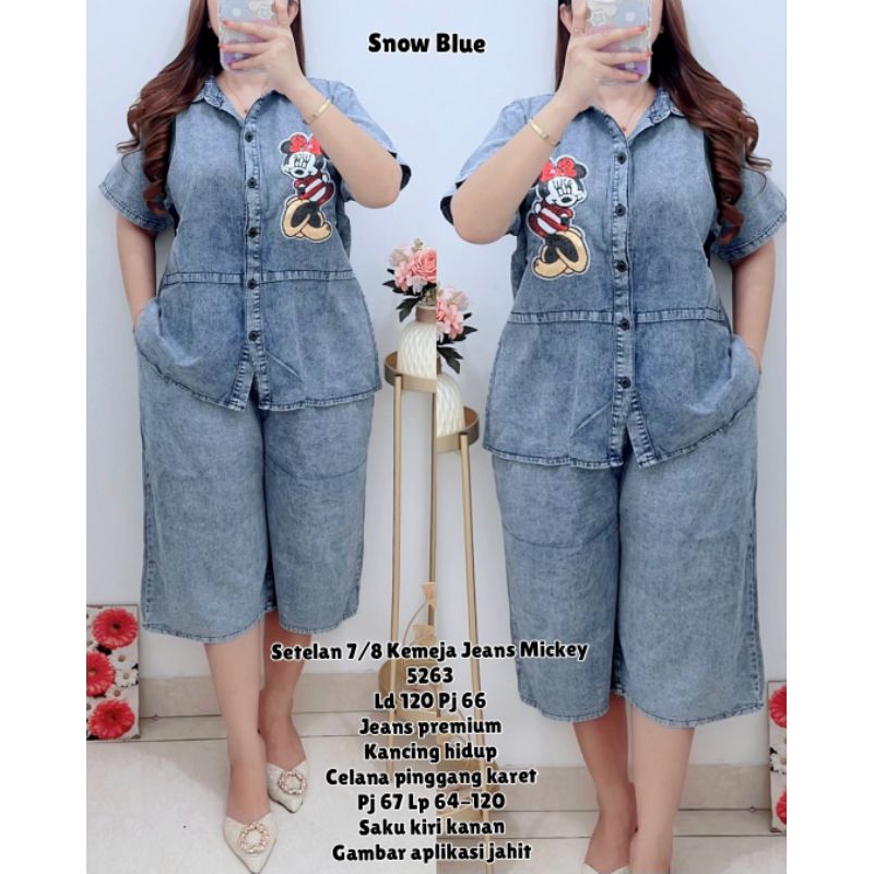 Setelan 5263 Setelan 7/8 Kemeja Jeans Mickey - GF