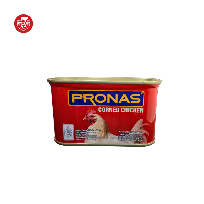 

PRONAS Corned Chicken 198gr, Kornet Daging Ayam Kaleng - Brothermeatshop