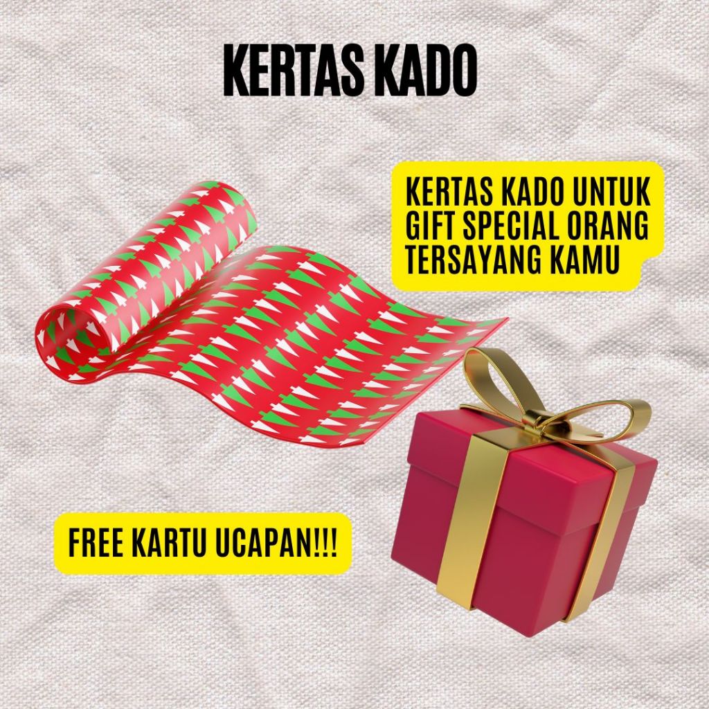 

Tambahan Kertas Kado (Bungkus Kertas Kado Spesial untuk GIft Orang tersayang kamu) FREE KARTU UCAPAN