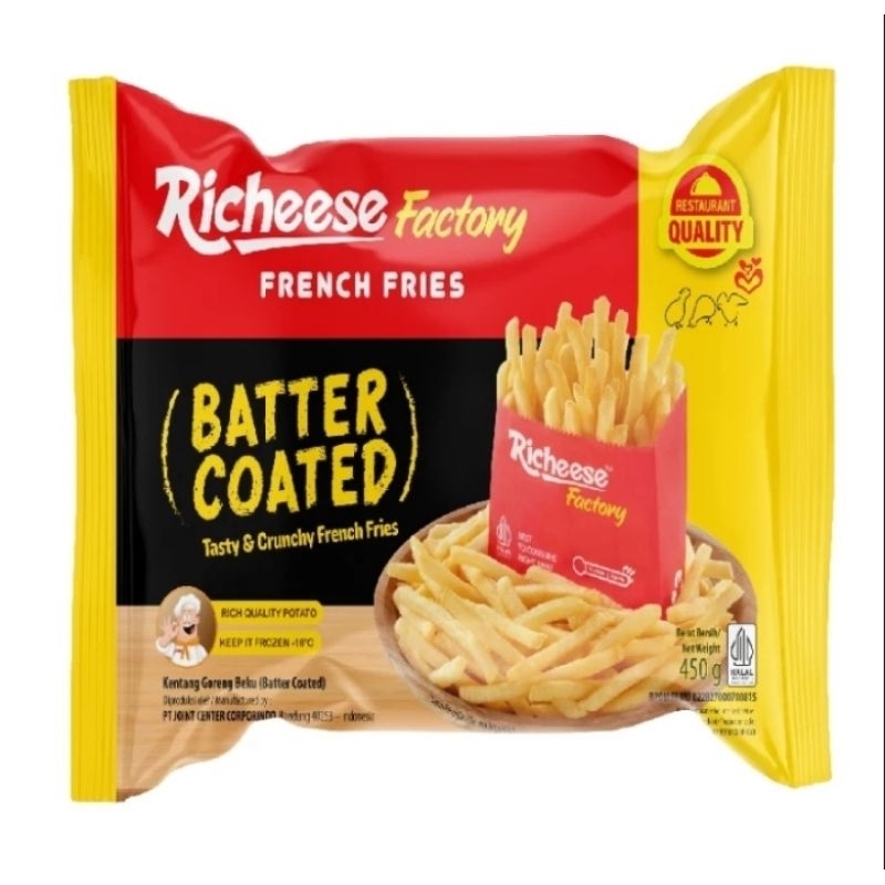 

RICHEESR FACTORY FRENCH FRIES 450G (BATTER COATED tasty & Crunchy rich Quality restauran potato